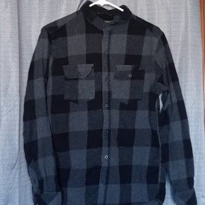 Dravus Travis Grey & Black Flannel Shirt, Men's Medium, Black & Grey Flannel